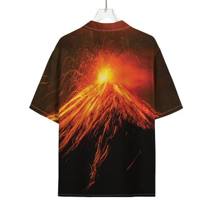 Fire Volcano Print Rayon Hawaiian Shirt