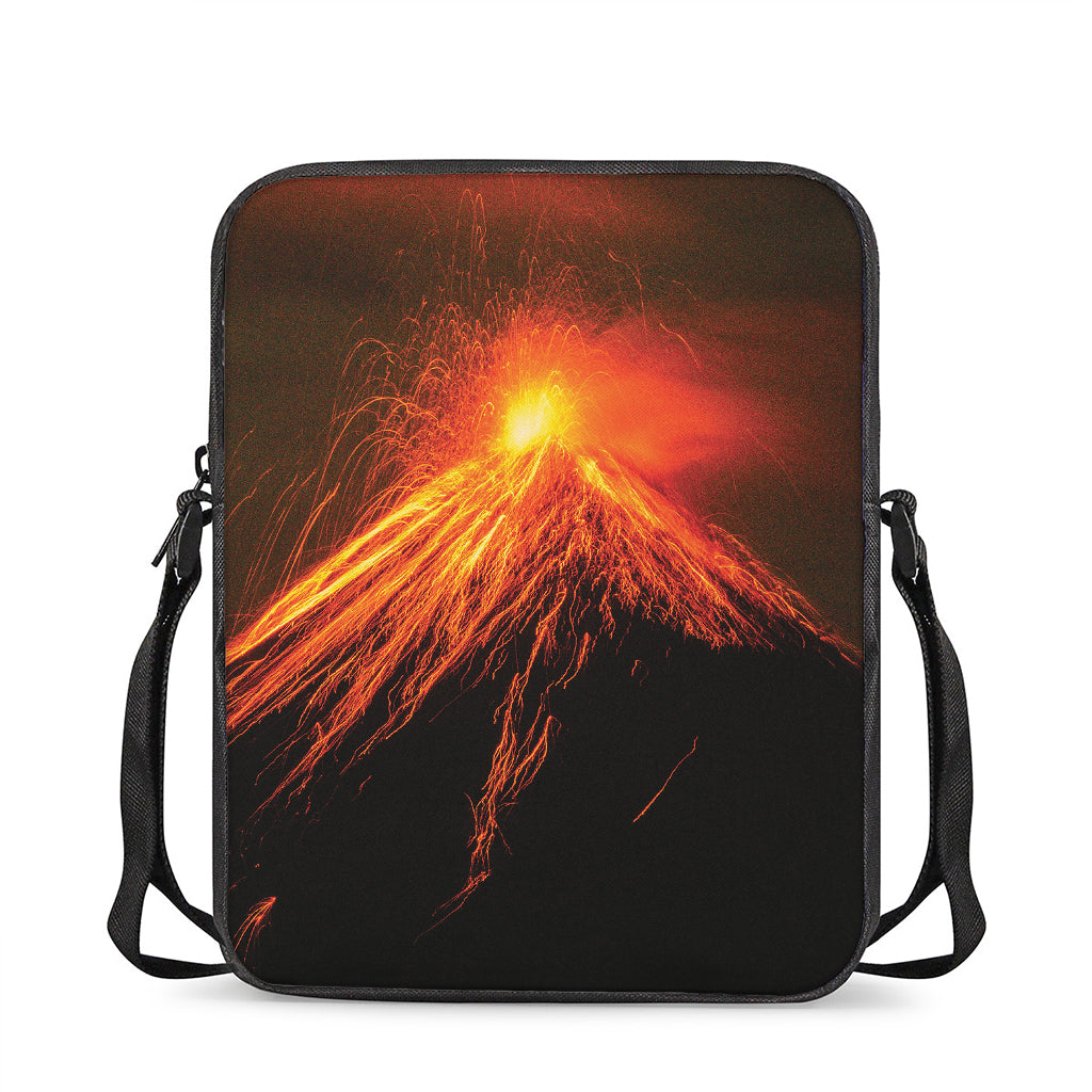 Fire Volcano Print Rectangular Crossbody Bag