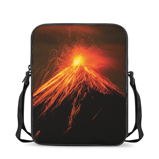 Fire Volcano Print Rectangular Crossbody Bag