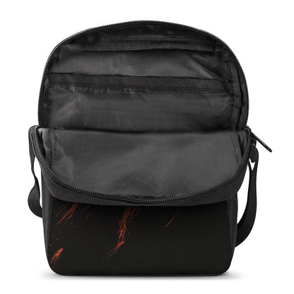 Fire Volcano Print Rectangular Crossbody Bag