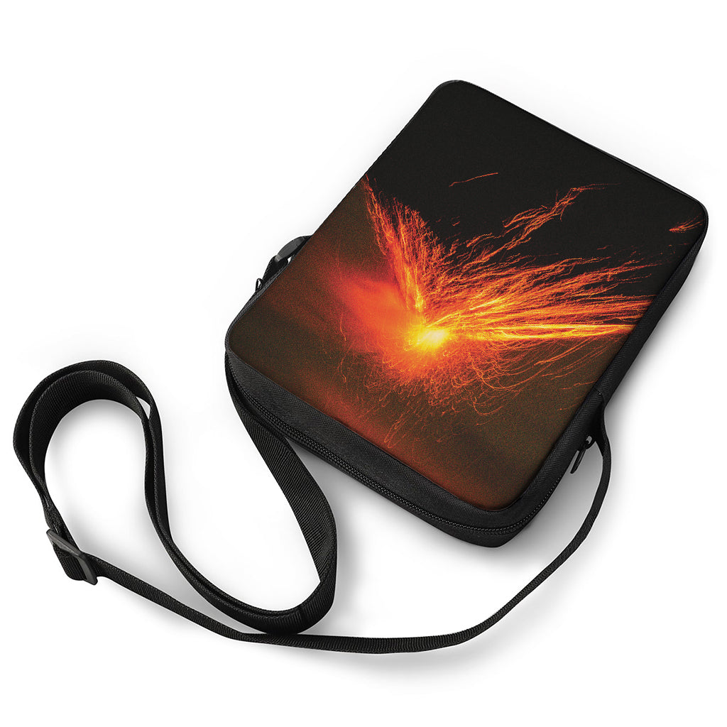 Fire Volcano Print Rectangular Crossbody Bag