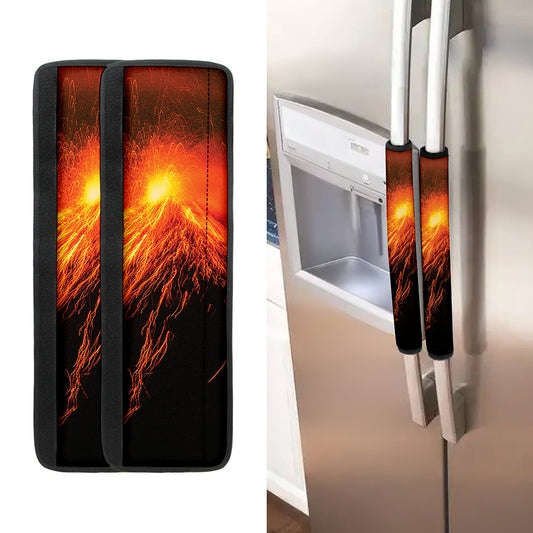 Fire Volcano Print Refrigerator Handle Covers