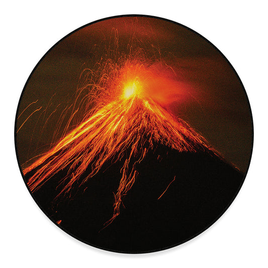 Fire Volcano Print Round Floor Mat
