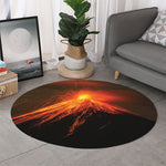 Fire Volcano Print Round Rug