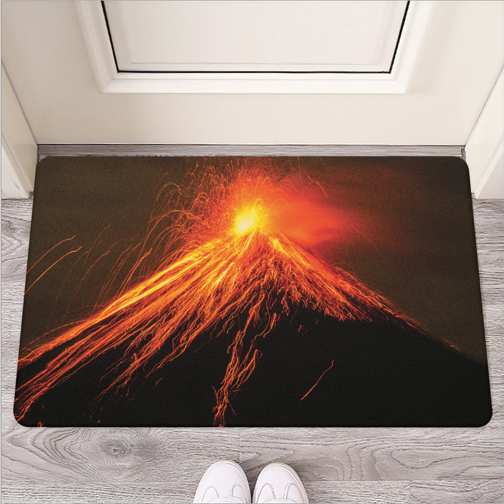 Fire Volcano Print Rubber Doormat
