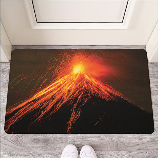 Fire Volcano Print Rubber Doormat