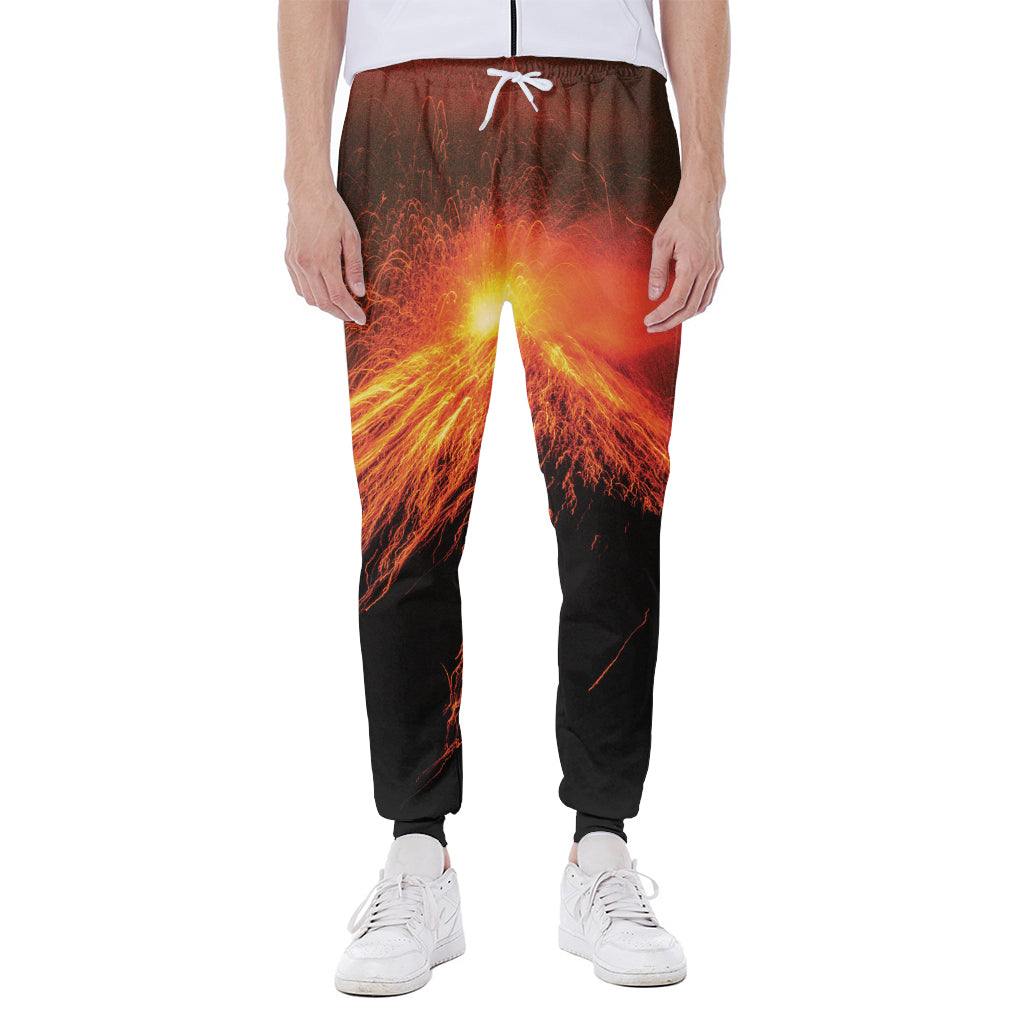 Fire Volcano Print Scuba Joggers