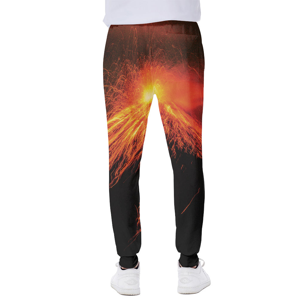 Fire Volcano Print Scuba Joggers