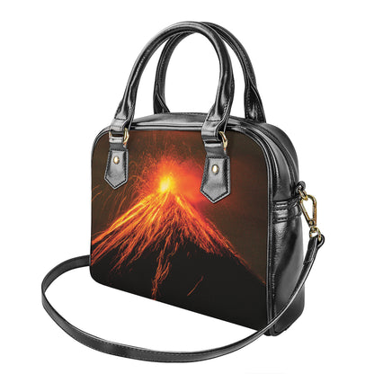 Fire Volcano Print Shoulder Handbag