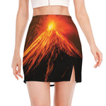 Fire Volcano Print Side Slit Mini Skirt