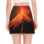 Fire Volcano Print Side Slit Mini Skirt