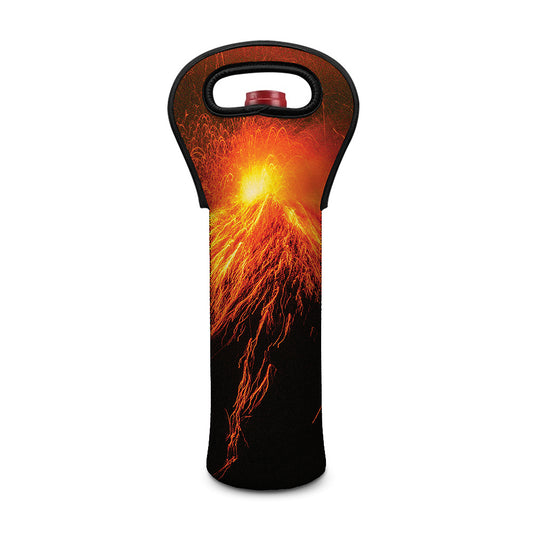 Fire Volcano Print Single Neoprene Wine Tote