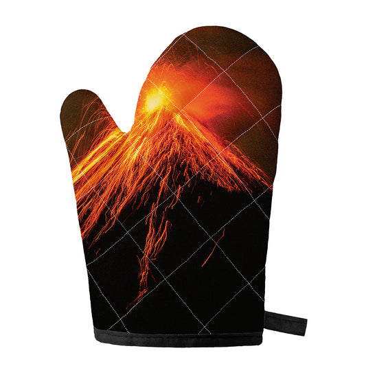 Fire Volcano Print Single Oven Mitt