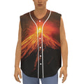 Fire Volcano Print Sleeveless Baseball Jersey