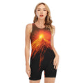 Fire Volcano Print Sleeveless One Piece Swimsuit