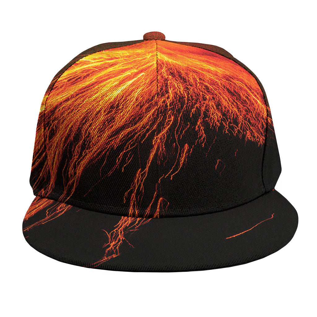 Fire Volcano Print Snapback Cap