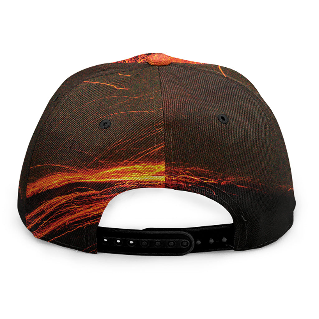 Fire Volcano Print Snapback Cap