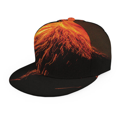 Fire Volcano Print Snapback Cap