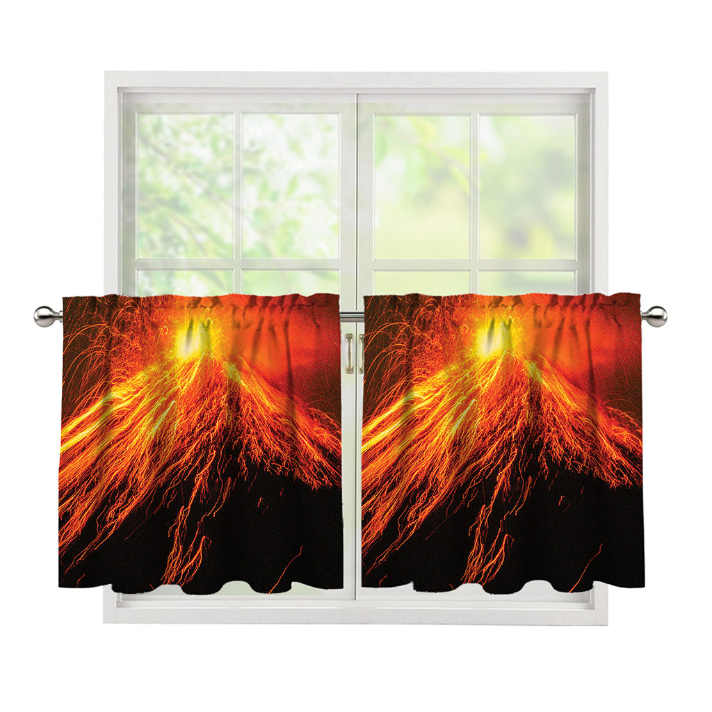 Fire Volcano Print Tier Curtains