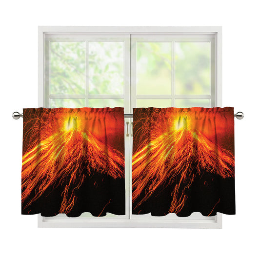 Fire Volcano Print Tier Curtains