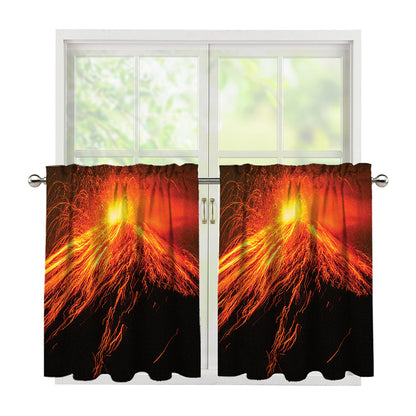 Fire Volcano Print Tier Curtains