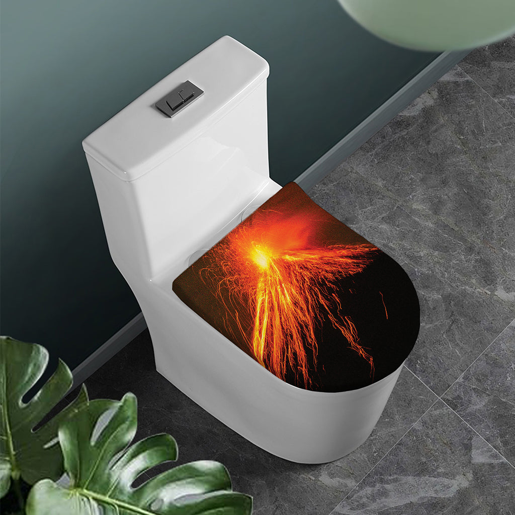 Fire Volcano Print Toilet Lid Cover