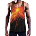 Fire Volcano Print Men's Workout Tank Top