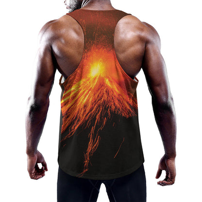 Fire Volcano Print Training Tank Top