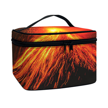 Fire Volcano Print Travel Makeup Bag