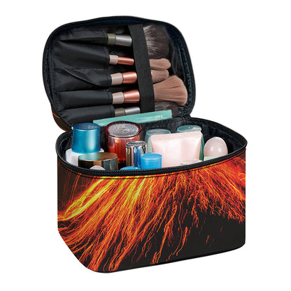 Fire Volcano Print Travel Makeup Bag