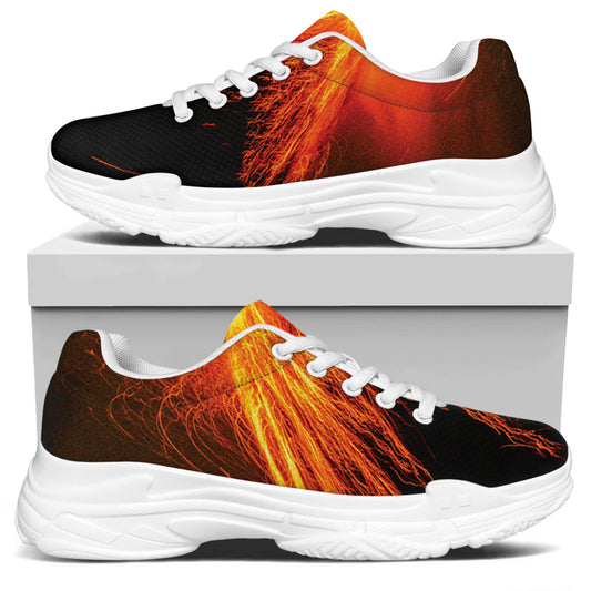 Fire Volcano Print White Chunky Shoes