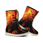 Fire Volcano Print Winter Boots