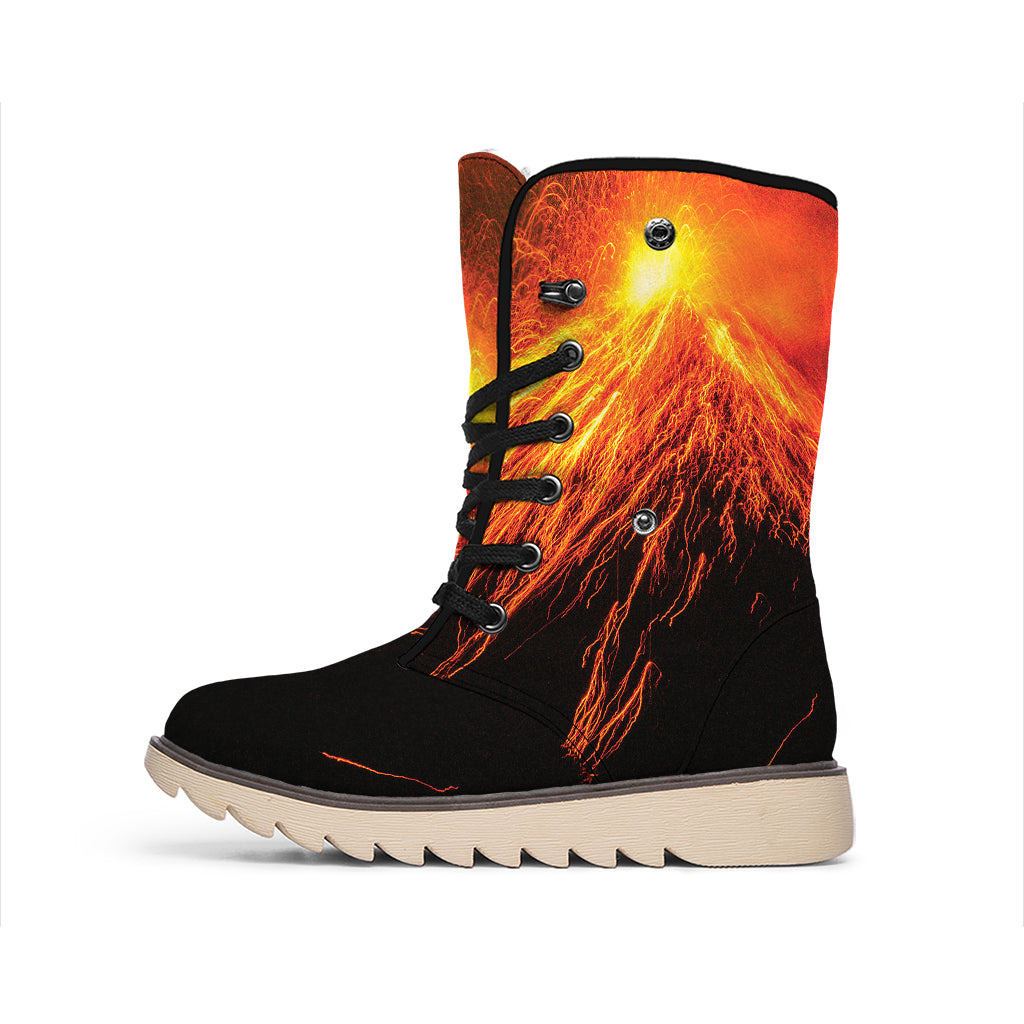 Fire Volcano Print Winter Boots