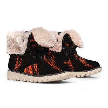 Fire Volcano Print Winter Boots