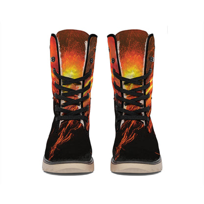 Fire Volcano Print Winter Boots