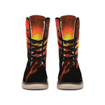 Fire Volcano Print Winter Boots