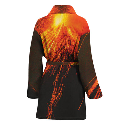 Fire Volcano Print Women's Bathrobe