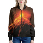 Fire Volcano Print Women's Bomber Jacket