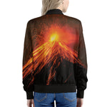 Fire Volcano Print Women's Bomber Jacket