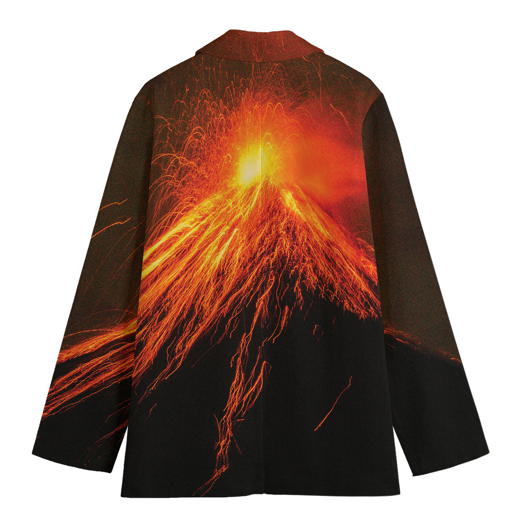 Fire Volcano Print Women's Cotton Blazer