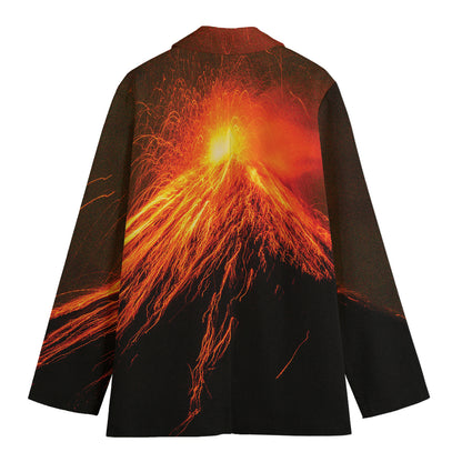 Fire Volcano Print Women's Cotton Blazer