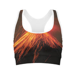 Fire Volcano Print Women's Sports Bra