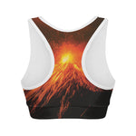 Fire Volcano Print Women's Sports Bra