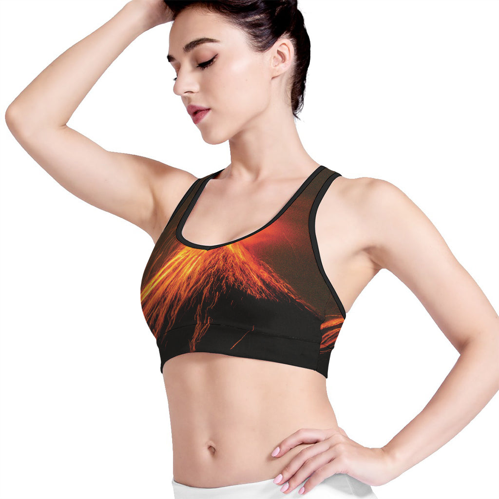 Fire Volcano Print Women's Sports Bra