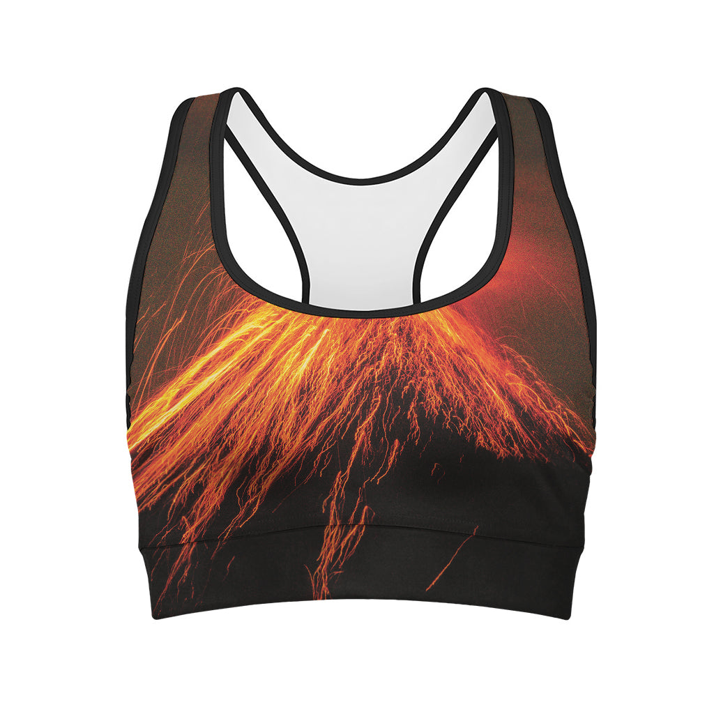 Fire Volcano Print Women's Sports Bra