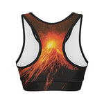 Fire Volcano Print Women's Sports Bra