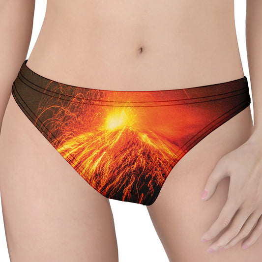 Fire Volcano Print Women's Thong