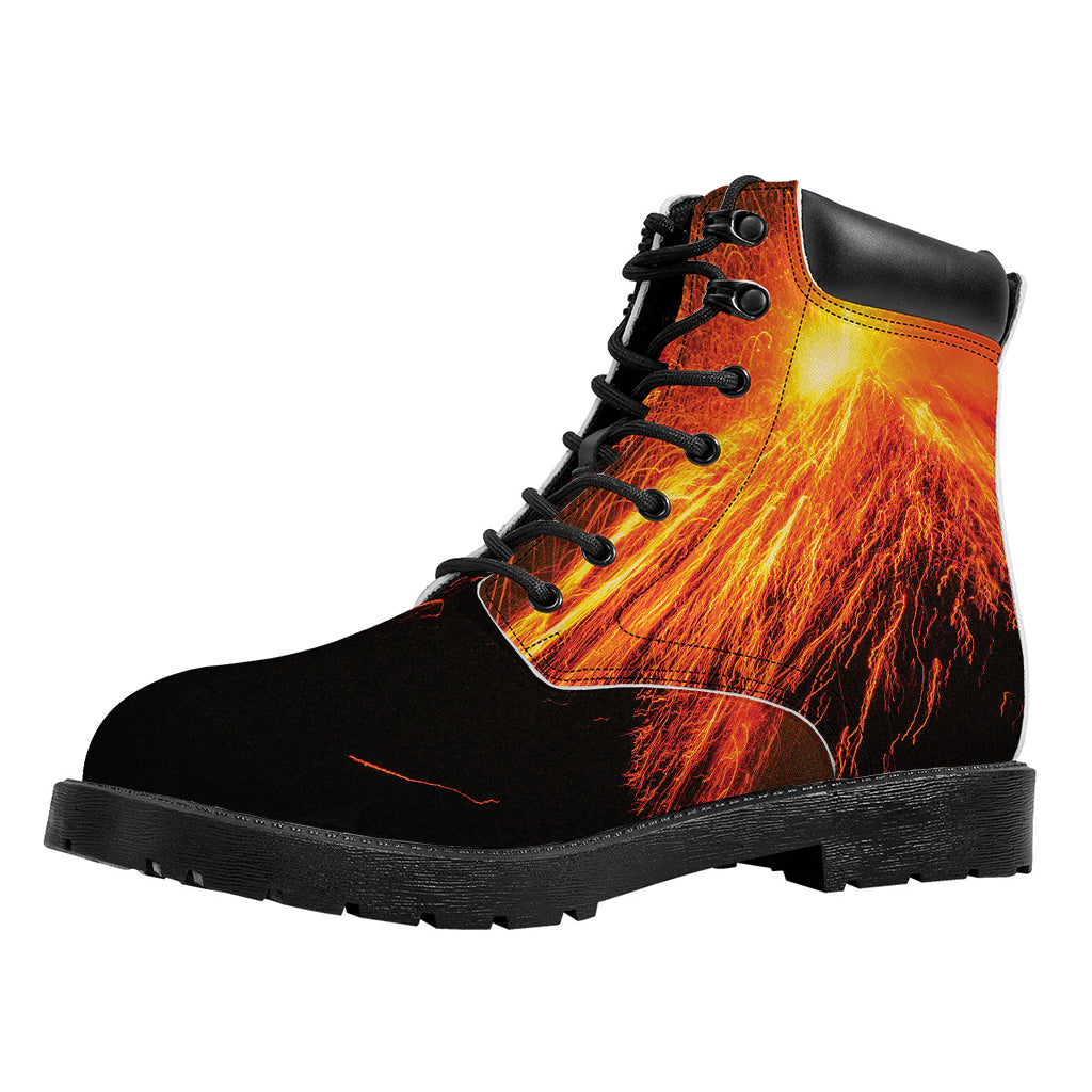 Fire Volcano Print Work Boots
