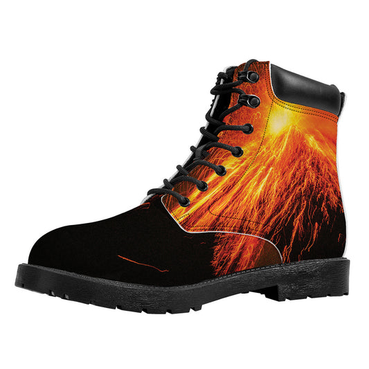 Fire Volcano Print Work Boots