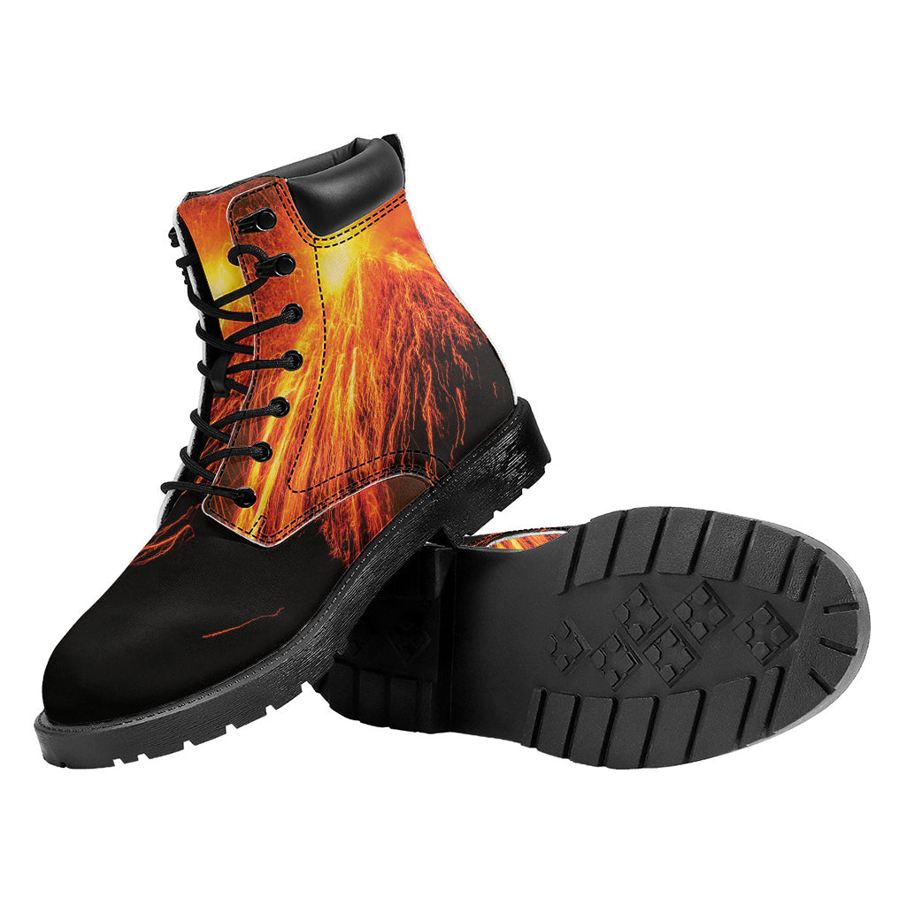 Fire Volcano Print Work Boots
